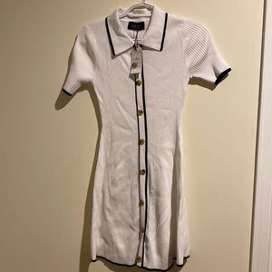 Collared button up fitted knitted dress